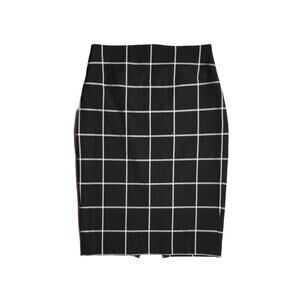 Express Black and White Checkered Midi Skirt
